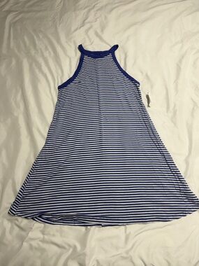 Old Navy Blue and White Striped Midi Dress